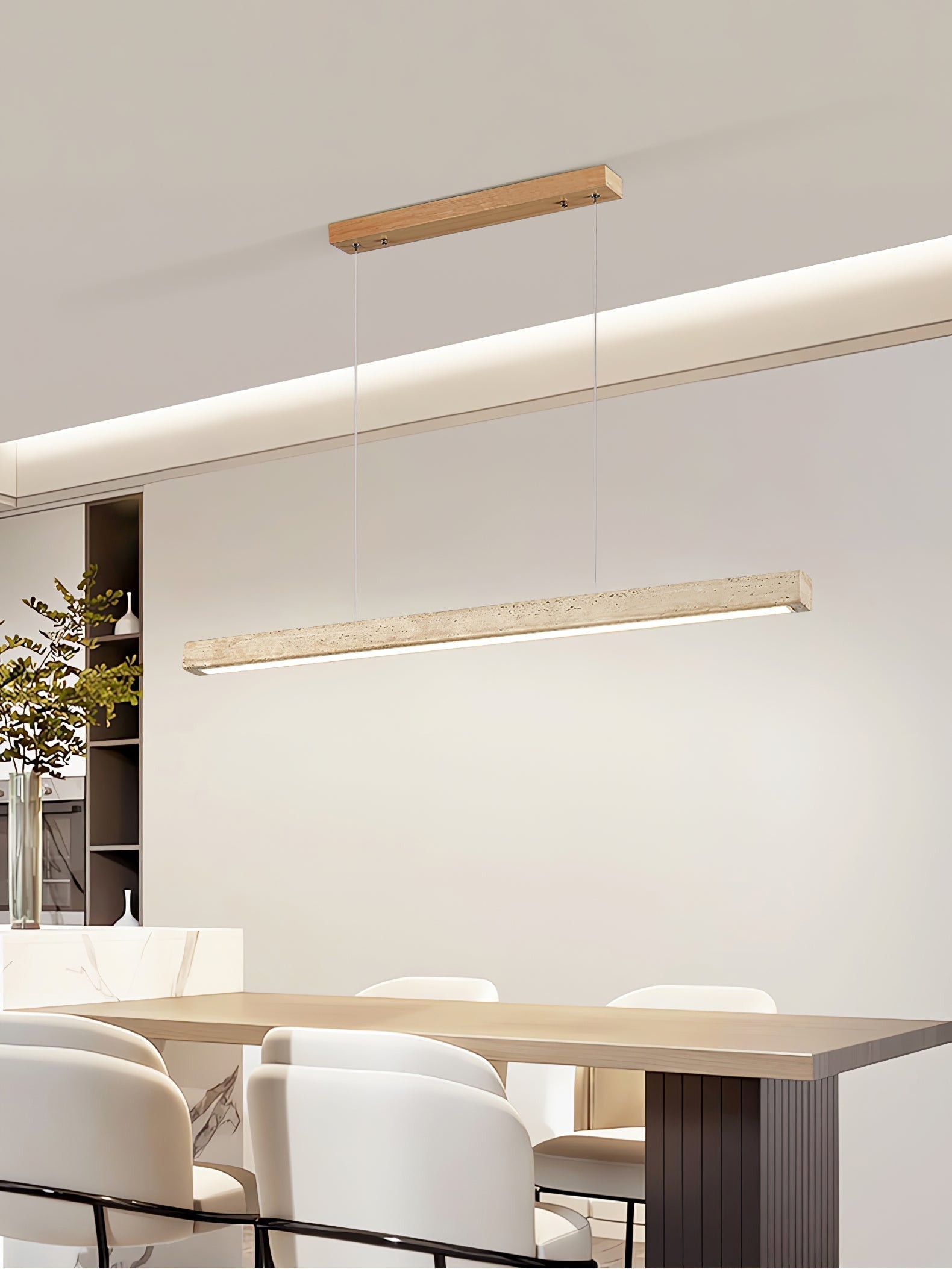Imiror Minimalist Travertine Linear Pendant Light - Aura Lighting