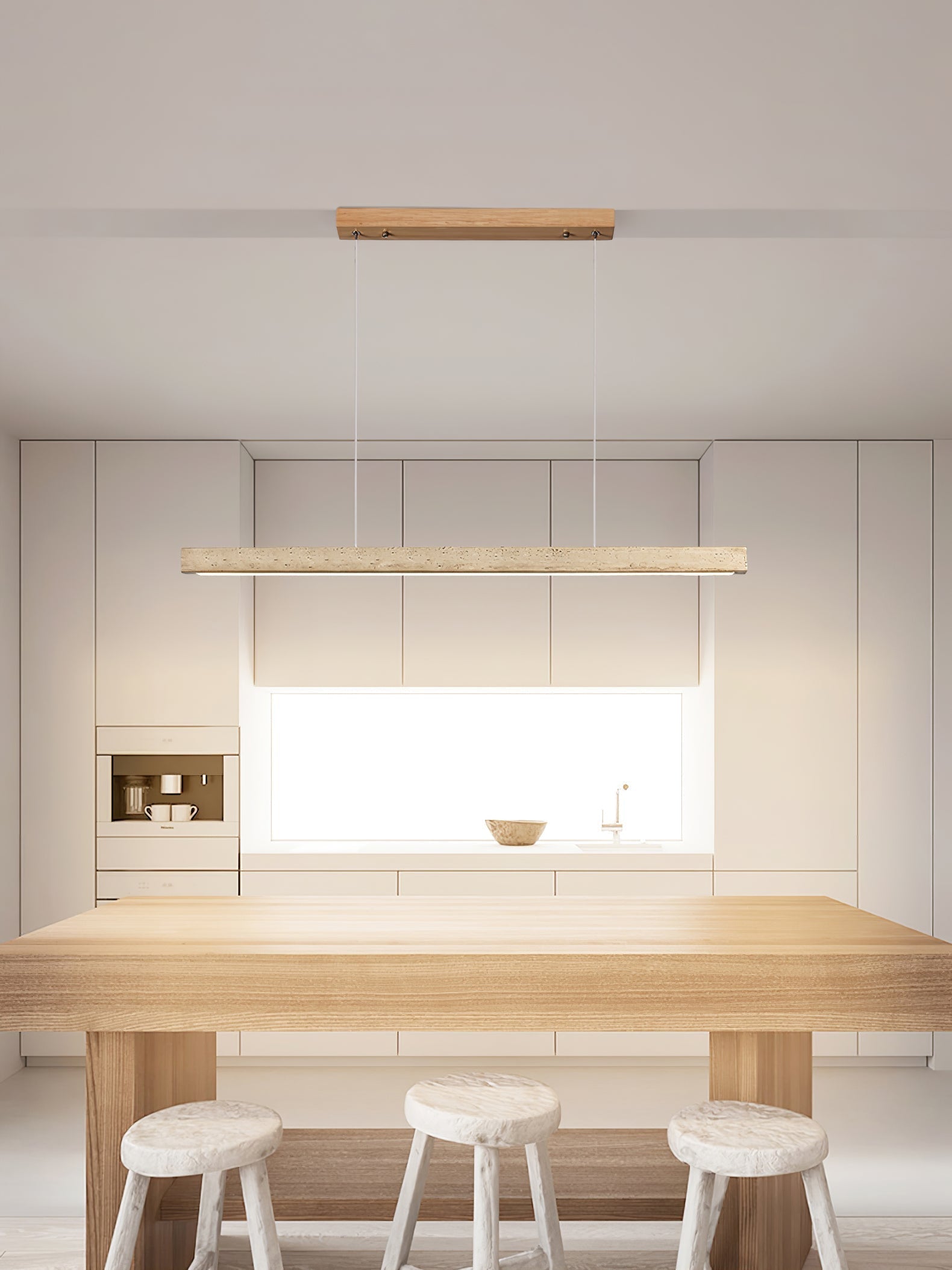 Imiror Minimalist Travertine Linear Pendant Light - Aura Lighting