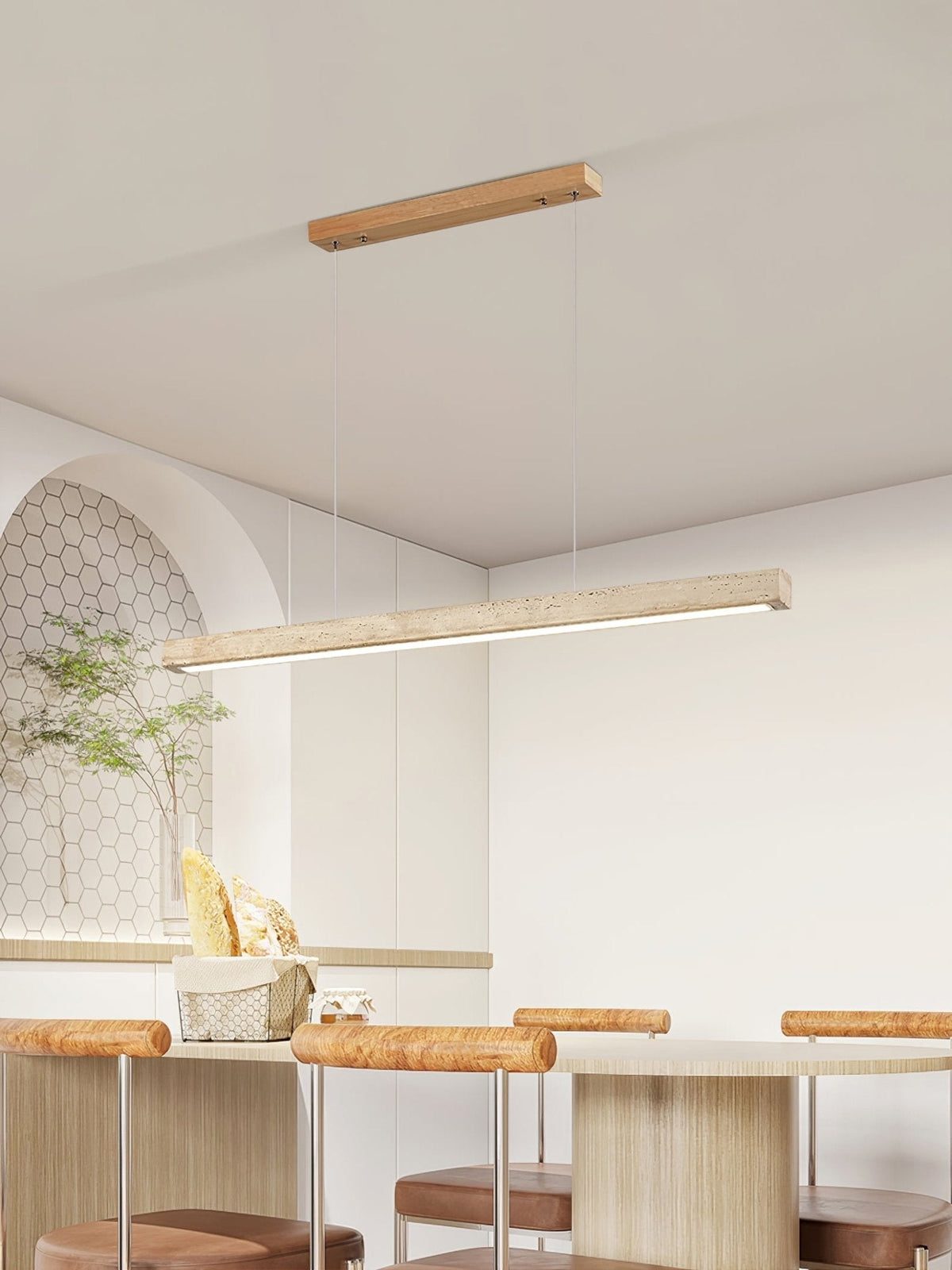 Imiror Minimalist Travertine Linear Pendant Light - Aura Lighting