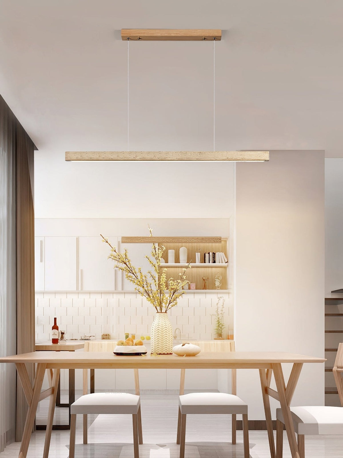 Imiror Minimalist Travertine Linear Pendant Light - Aura Lighting