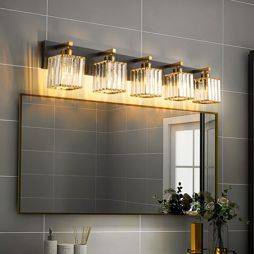 Kristy Vintage LED Metal/Cristal Aplique de Pared Para Espejo Dorado — imagen 5 | Aura Lighting