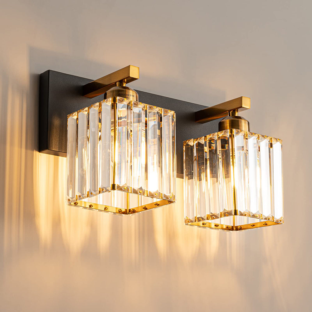 Kristy Vintage LED Metal/Cristal Aplique de Pared Para Espejo Dorado — imagen 8 | Aura Lighting