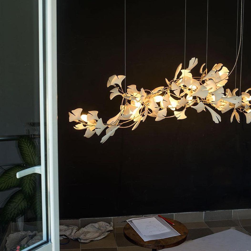 Olivia Ceramic Gingko Leaf Chandelier Organic Curves - Aura Lighting