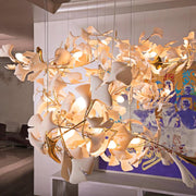 Olivia Ceramic Gingko Leaf Chandelier Organic Curves - Aura Lighting