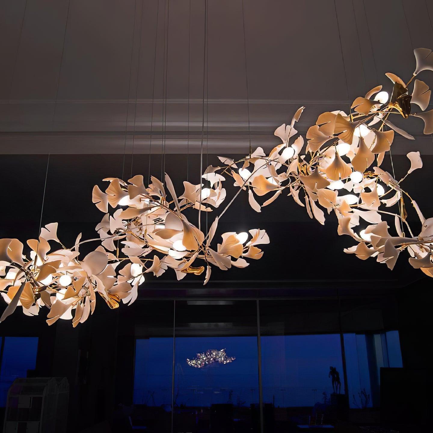 Olivia Ceramic Gingko Leaf Chandelier Organic Curves - Aura Lighting