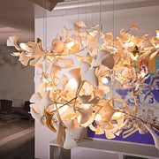 Olivia Ceramic Gingko Leaf Chandelier Organic Curves - Aura Lighting