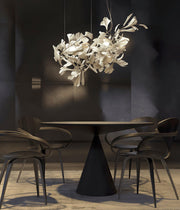 Olivia Ceramic Gingko Leaf Chandelier Organic Curves - Aura Lighting