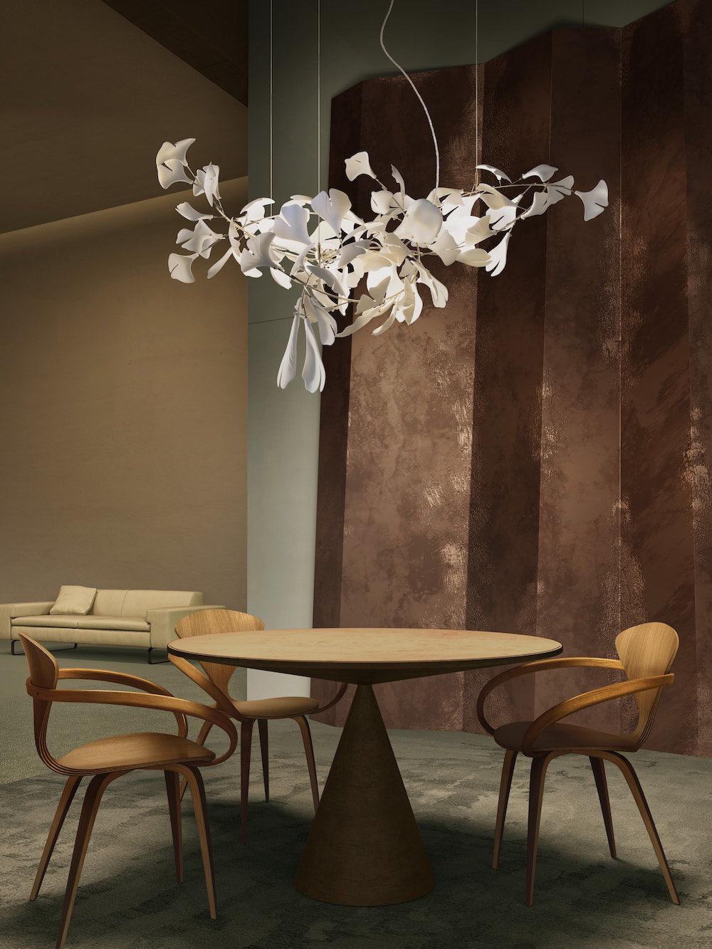 Olivia Ceramic Gingko Leaf Chandelier Organic Curves - Aura Lighting