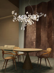 Olivia Ceramic Gingko Leaf Chandelier Organic Curves - Aura Lighting