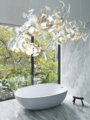 Olivia Ceramic Gingko Leaf Chandelier Organic Curves - Aura Lighting