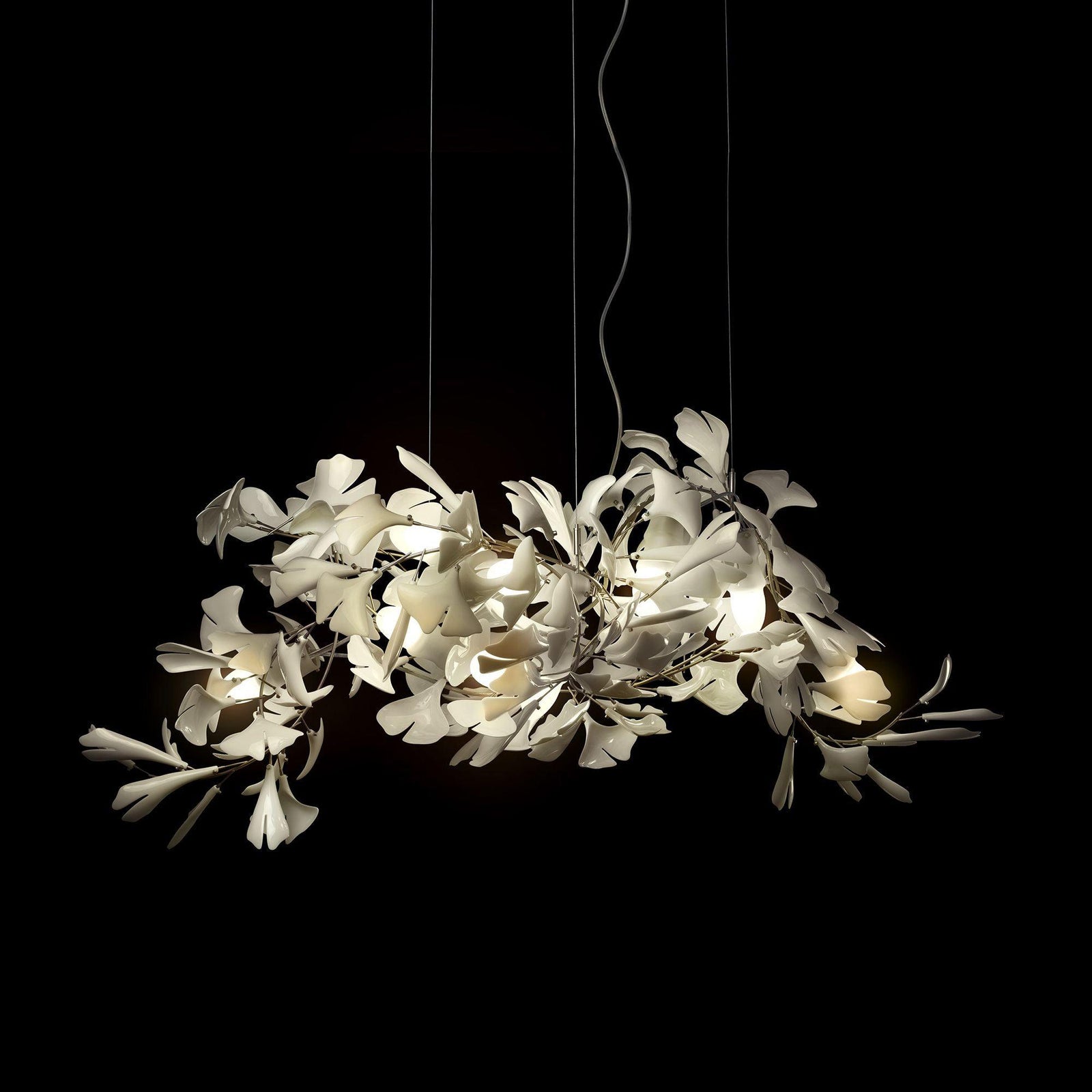 Olivia Ceramic Gingko Leaf Chandelier Organic Curves - Aura Lighting