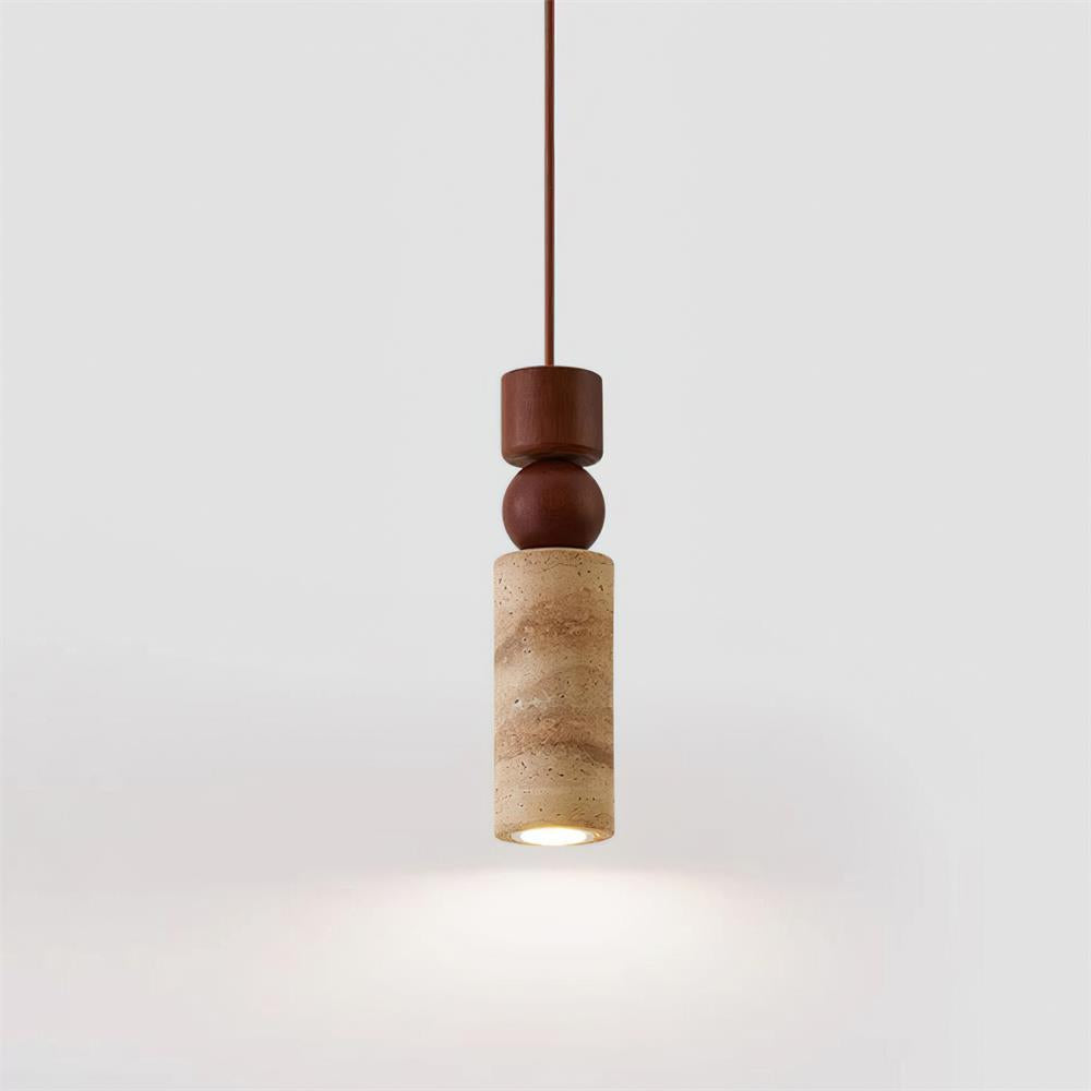 Pendant Light Geometric Wood Travertine Minimalist Nordic Hanging - Aura Lighting