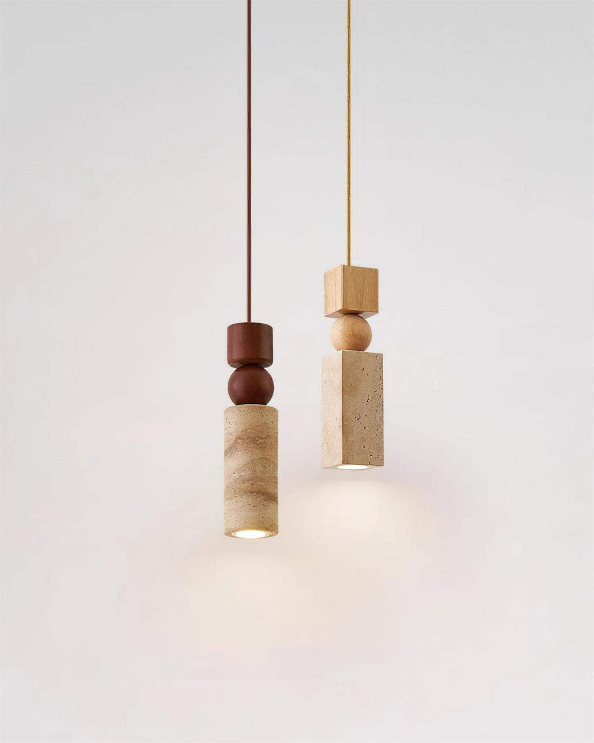 Pendant Light Geometric Wood Travertine Minimalist Nordic Hanging - Aura Lighting