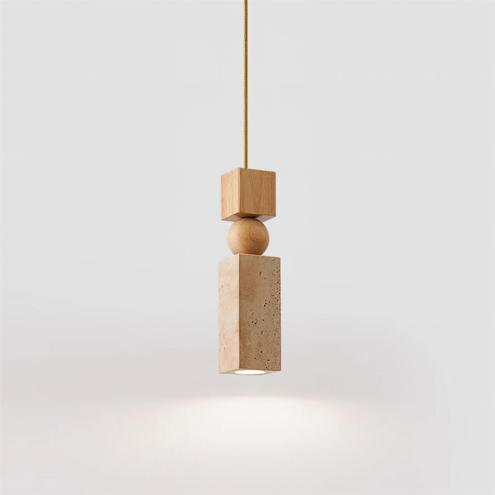 Pendant Light Geometric Wood Travertine Minimalist Nordic Hanging - Aura Lighting