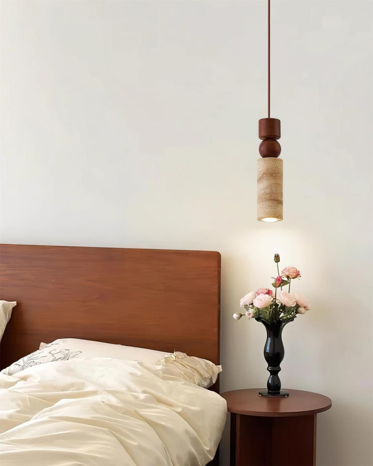 Pendant Light Geometric Wood Travertine Minimalist Nordic Hanging - Aura Lighting
