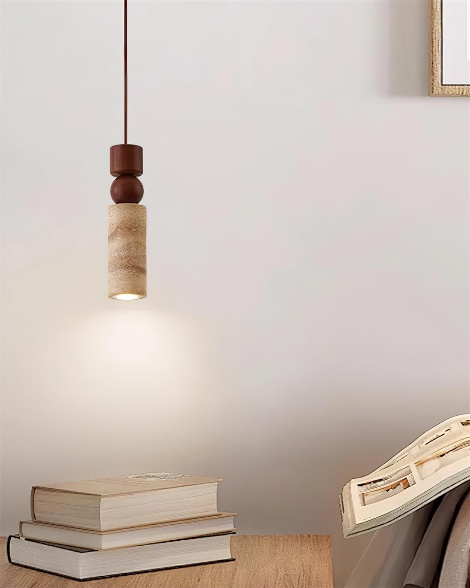 Pendant Light Geometric Wood Travertine Minimalist Nordic Hanging - Aura Lighting