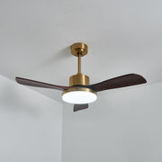 Primer plano del acabado nogal de la Lámpara Ventilador de Techo Moderna Xen