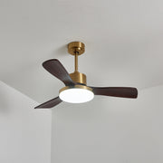 Detalle de las aspas de madera de la Lámpara Ventilador de Techo Xen