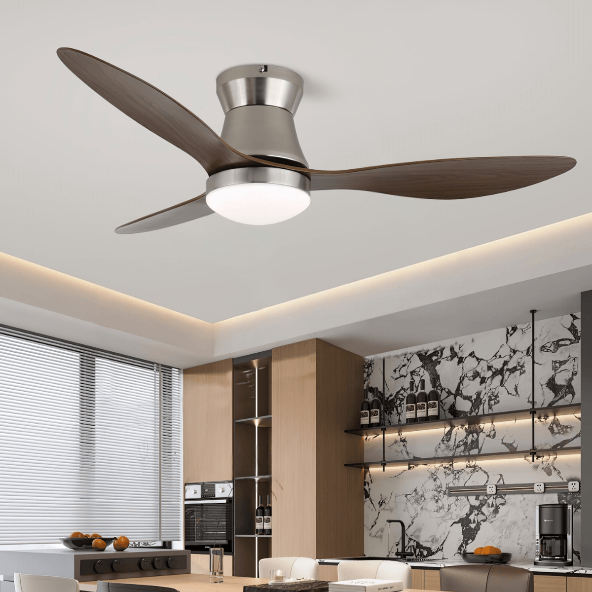 Lámpara Ventilador de Techo Zerath mostrando su fuente de luz LED integrada