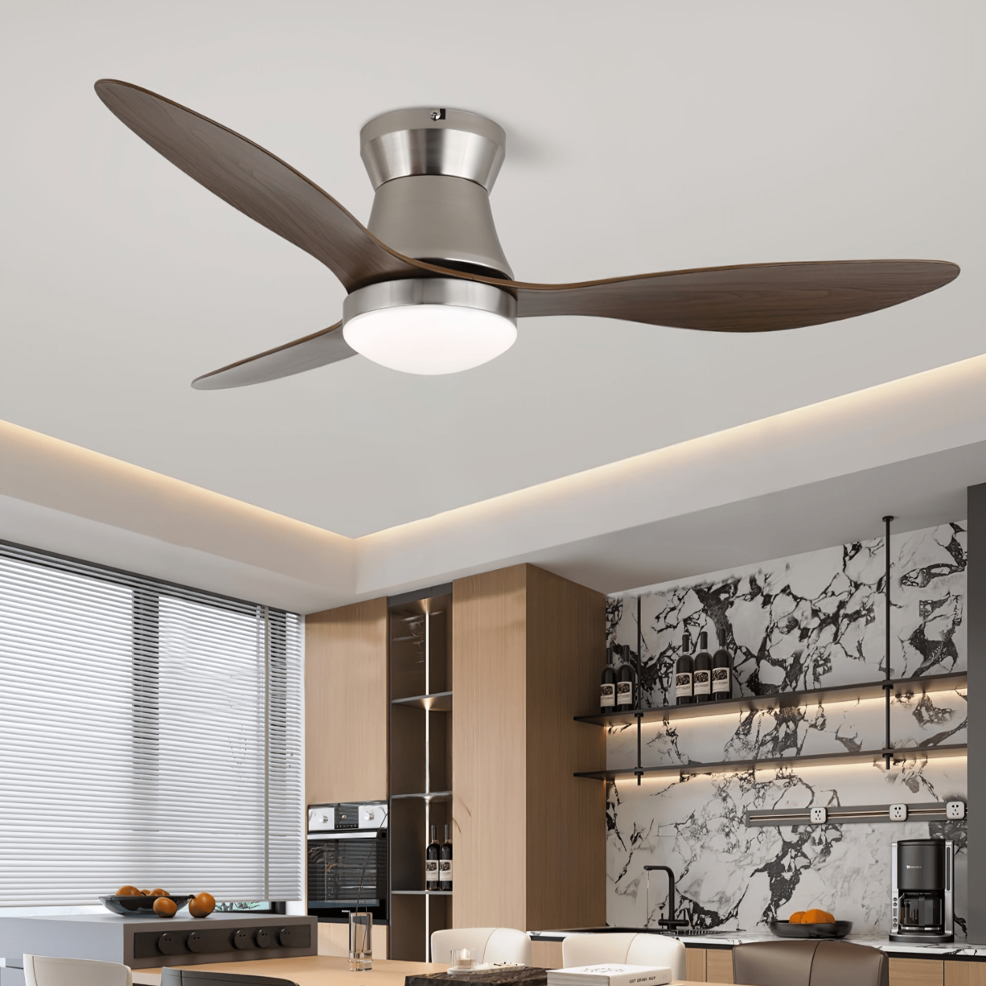 Lámpara Ventilador de Techo Zerath mostrando su fuente de luz LED integrada
