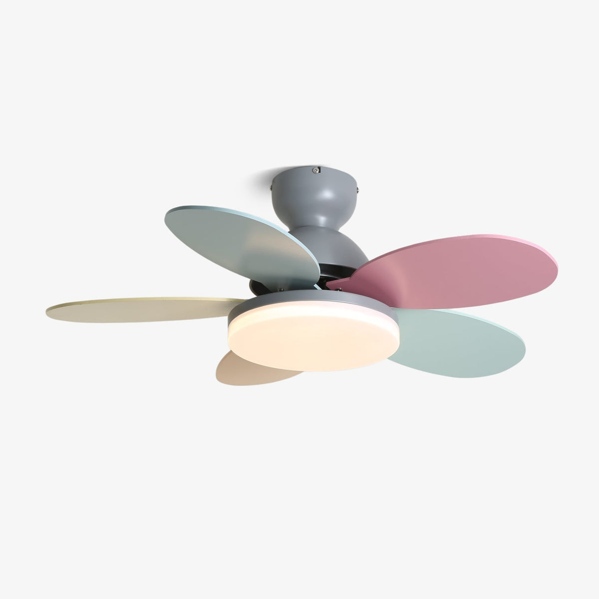 Ventilador de Techo Liora de Cristal Colorido para Niños con aspas de madera