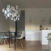 Chandelier Paper and Metal Colorful White Cards Whimsical Modern - Aura Lighting