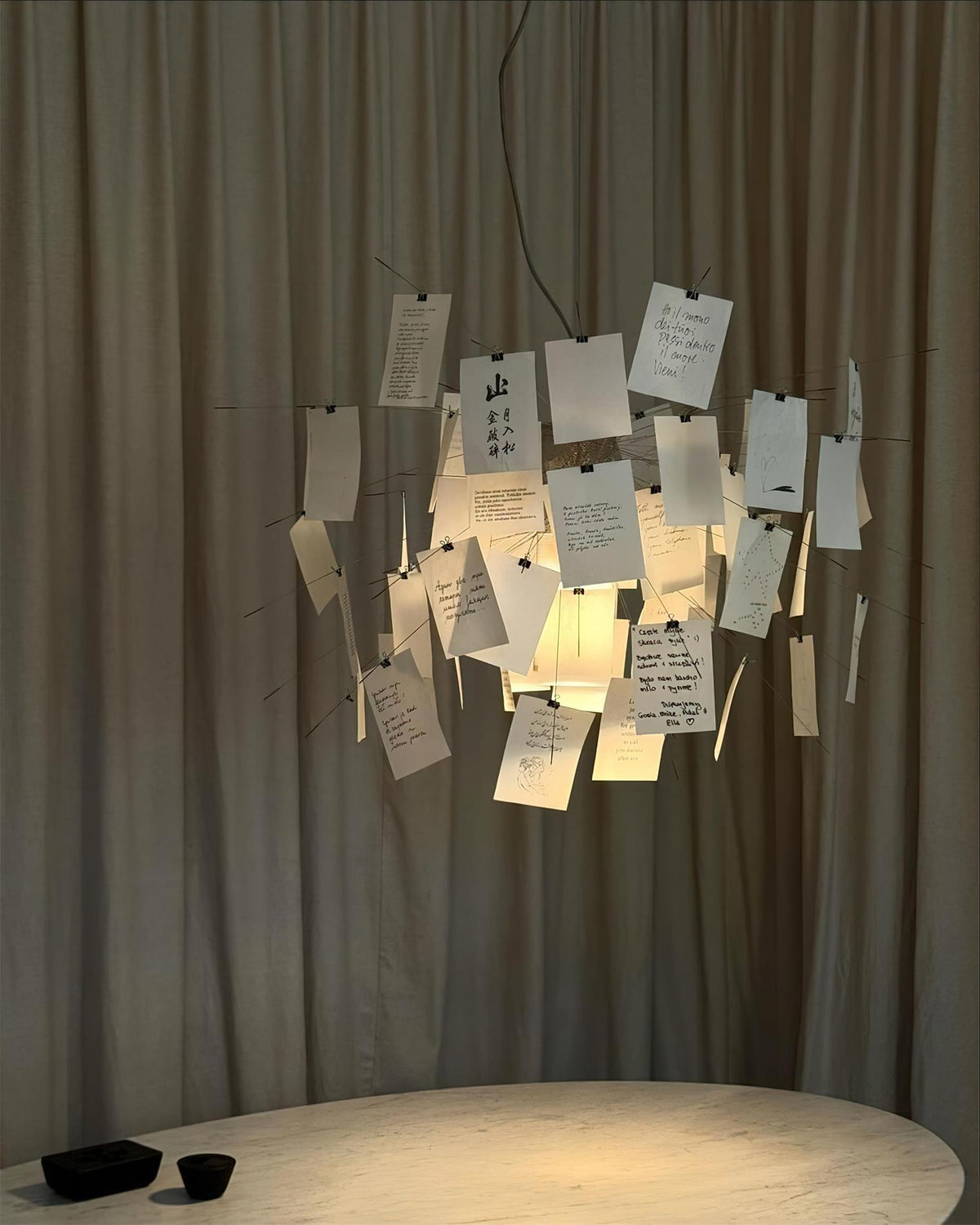 Chandelier Paper and Metal Colorful White Cards Whimsical Modern - Aura Lighting