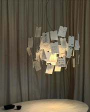 Chandelier Paper and Metal Colorful White Cards Whimsical Modern - Aura Lighting