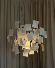 Chandelier Paper and Metal Colorful White Cards Whimsical Modern - Aura Lighting