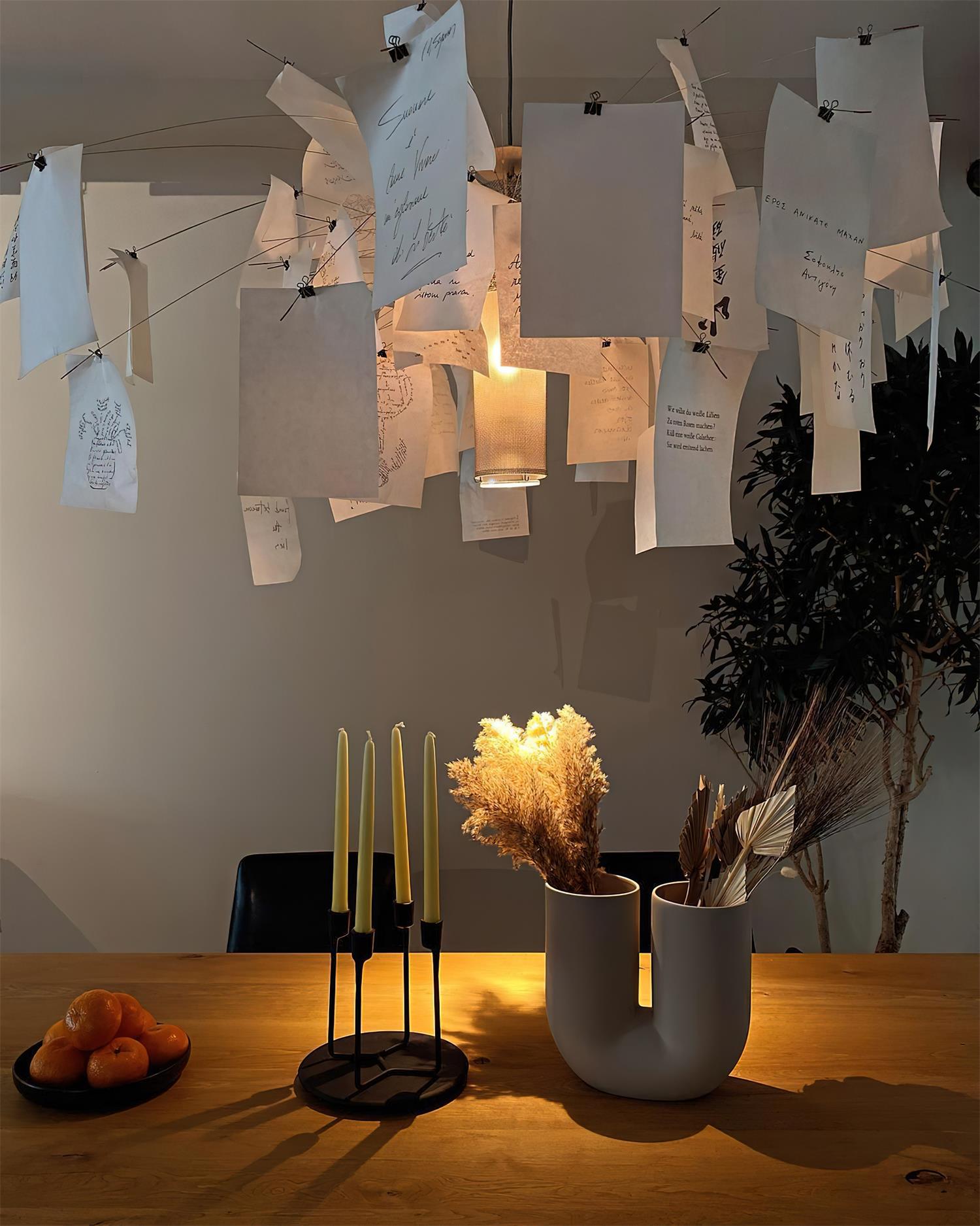 Chandelier Paper and Metal Colorful White Cards Whimsical Modern - Aura Lighting