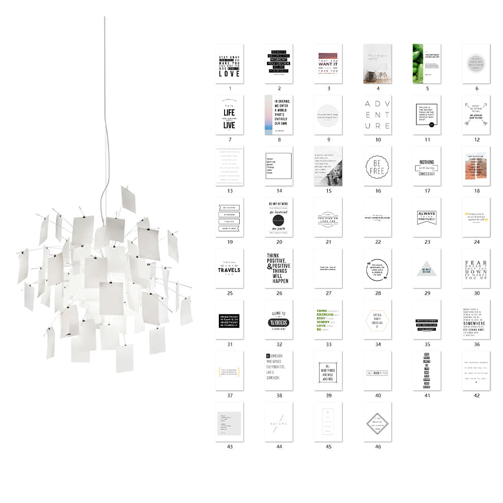 Chandelier Paper and Metal Colorful White Cards Whimsical Modern - Aura Lighting