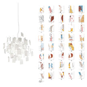 Chandelier Paper and Metal Colorful White Cards Whimsical Modern - Aura Lighting