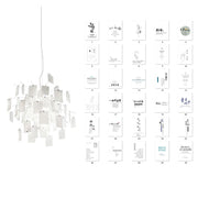 Chandelier Paper and Metal Colorful White Cards Whimsical Modern - Aura Lighting