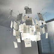 Chandelier Paper and Metal Colorful White Cards Whimsical Modern - Aura Lighting