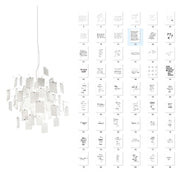 Chandelier Paper and Metal Colorful White Cards Whimsical Modern - Aura Lighting