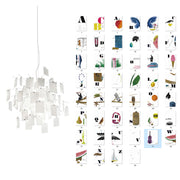 Chandelier Paper and Metal Colorful White Cards Whimsical Modern - Aura Lighting