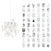 Chandelier Paper and Metal Colorful White Cards Whimsical Modern - Aura Lighting
