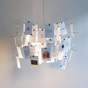 Chandelier Paper and Metal Colorful White Cards Whimsical Modern - Aura Lighting