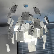 Chandelier Paper and Metal Colorful White Cards Whimsical Modern - Aura Lighting