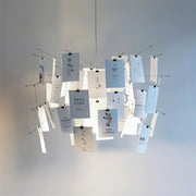 Chandelier Paper and Metal Colorful White Cards Whimsical Modern - Aura Lighting