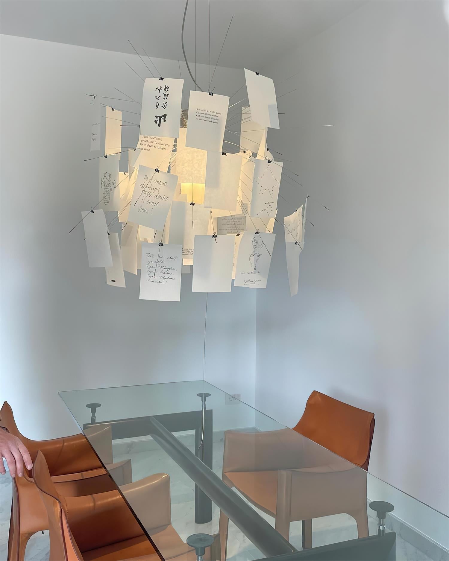 Chandelier Paper and Metal Colorful White Cards Whimsical Modern - Aura Lighting