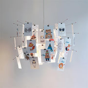 Chandelier Paper and Metal Colorful White Cards Whimsical Modern - Aura Lighting