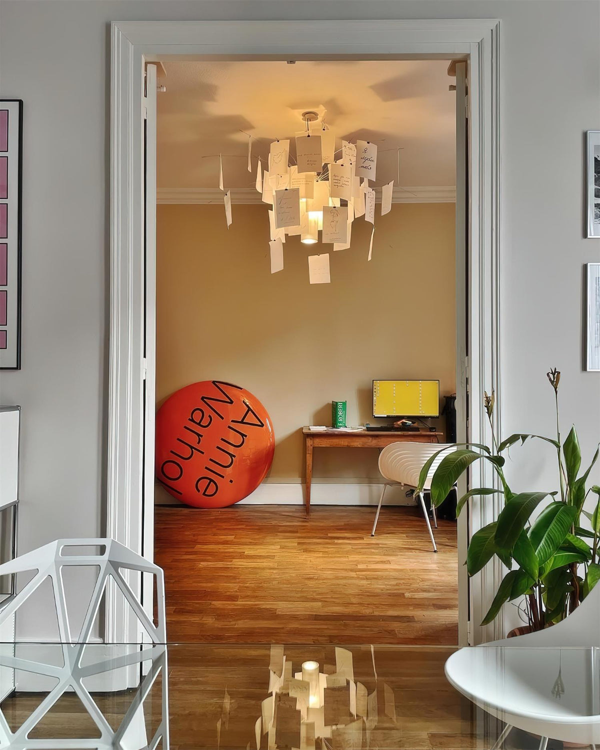 Chandelier Paper and Metal Colorful White Cards Whimsical Modern - Aura Lighting