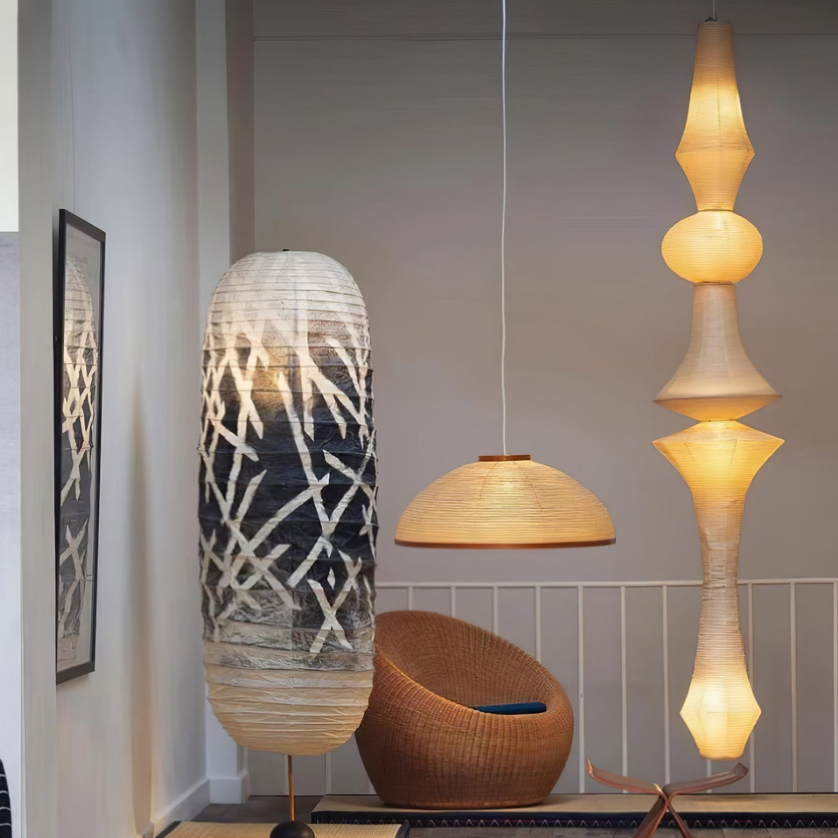 Washi Paper E Pendant Light - Aura Lighting