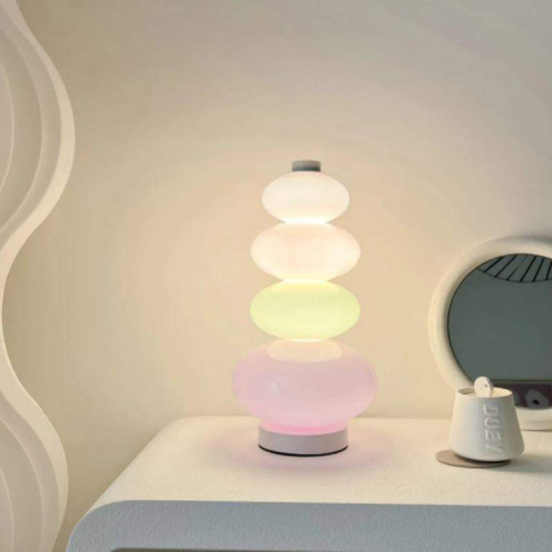 Macaron Moderna Geométrica Metal/Vidrio Lámpara de Mesa/Pie — imagen 3 | Aura Lighting