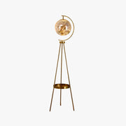 Mira Moderna Redonda Metal/Vidrio LED Lámpara de Pie Dorada/Negra — imagen 1 | Aura Lighting