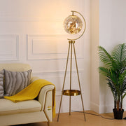 Mira Moderna Redonda Metal/Vidrio LED Lámpara de Pie Dorada/Negra — imagen 2 | Aura Lighting