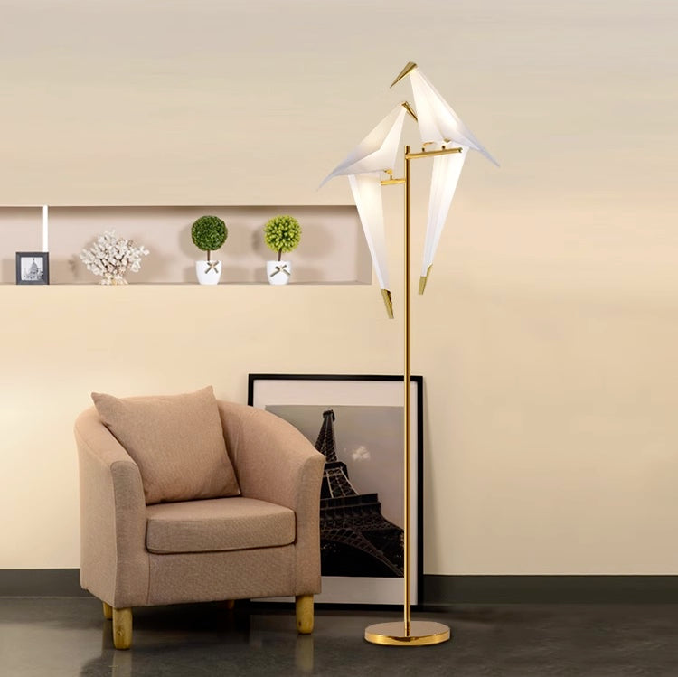 Mira Moderna Geométrico Metal/Acrílico LED Lámpara de Pie Blanca — imagen 10 | Aura Lighting