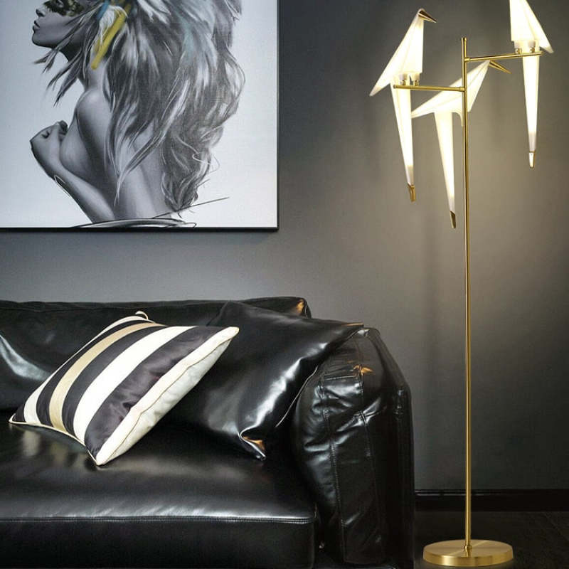Mira Moderna Geométrico Metal/Acrílico LED Lámpara de Pie Blanca — imagen 6 | Aura Lighting