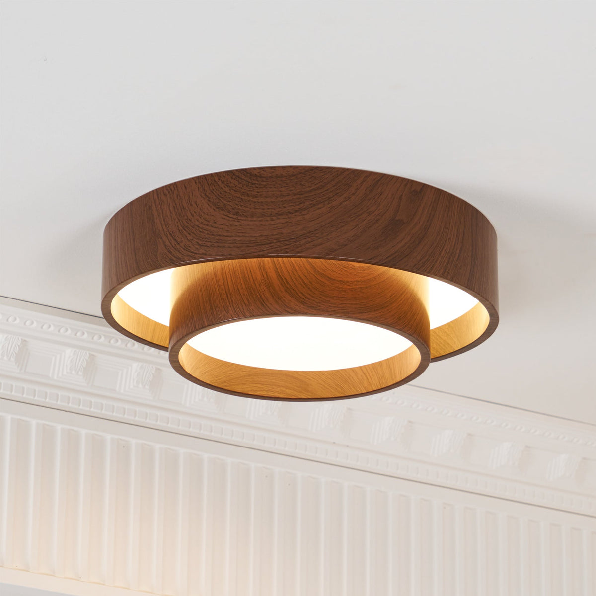Muto Lámpara de Techo de Doble Aro en Color Nogal — imagen 14 | Aura Lighting